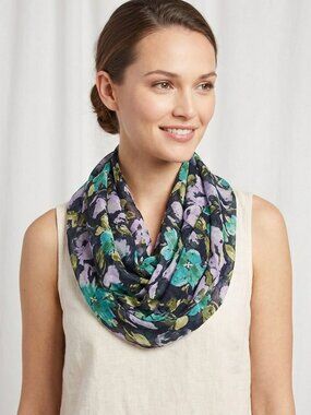 Springtime Fashion Lilac Black Floral Loop Infinity Scarf